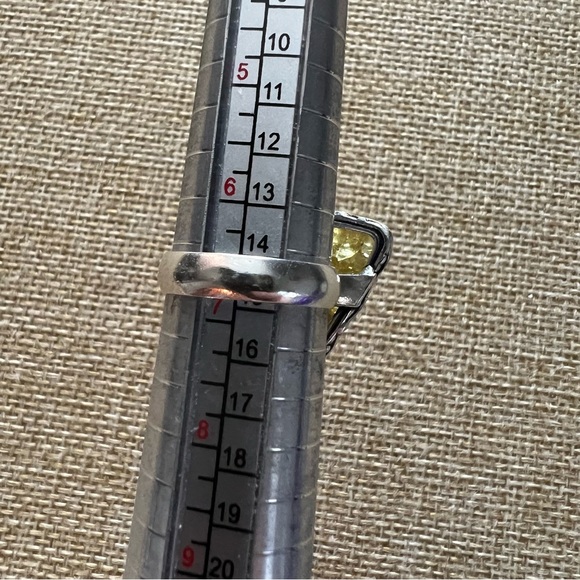 New Lemon Crackle Quartz Crystal Stone Silver Overlay Ring Size 6.75 - Picture 8 of 9